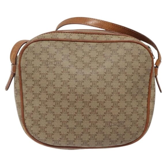 CELINE Macadam Canvas Shoulder Bag Beige Gold Auth BA1996 - Picture 3 of 16